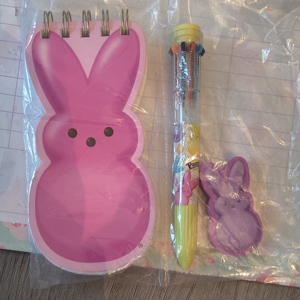 🆕Peeps 3PC Bunny Notepad, Colorful Pen& Eraser Set NIP